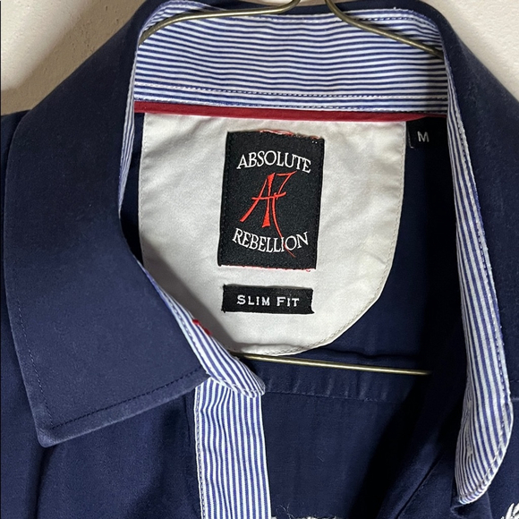 Absolute Rebellion Navy Blue Casual Button Down Shirt - Picture 2 of 6